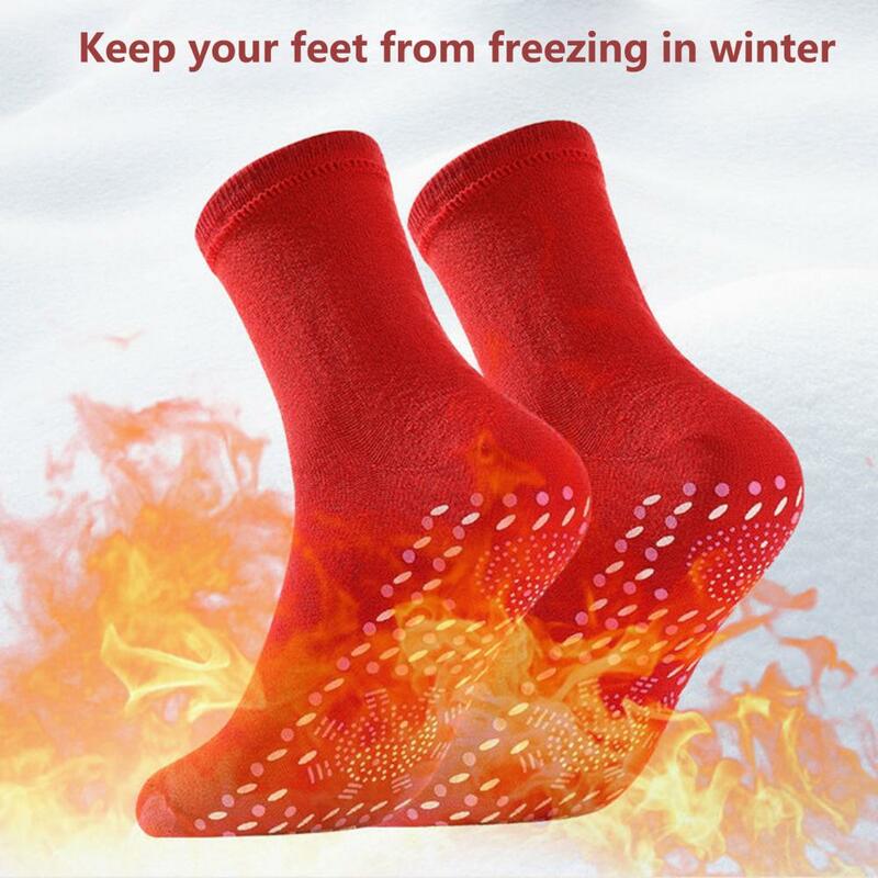 Kaus kaki penghangat untuk olahraga ski, 1 pasang kaus kaki terapi pemanasan sendiri luar ruangan dapat dicuci dan hangat dengan deodoran sangat elastis