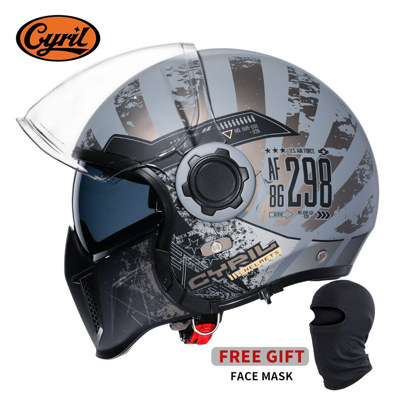 Voll gesicht offenes Gesicht Motorrad helm Doppel linse modularer Helm Punkt ece genehmigt Cyril op12a Mann Frau Retro Moto Helm