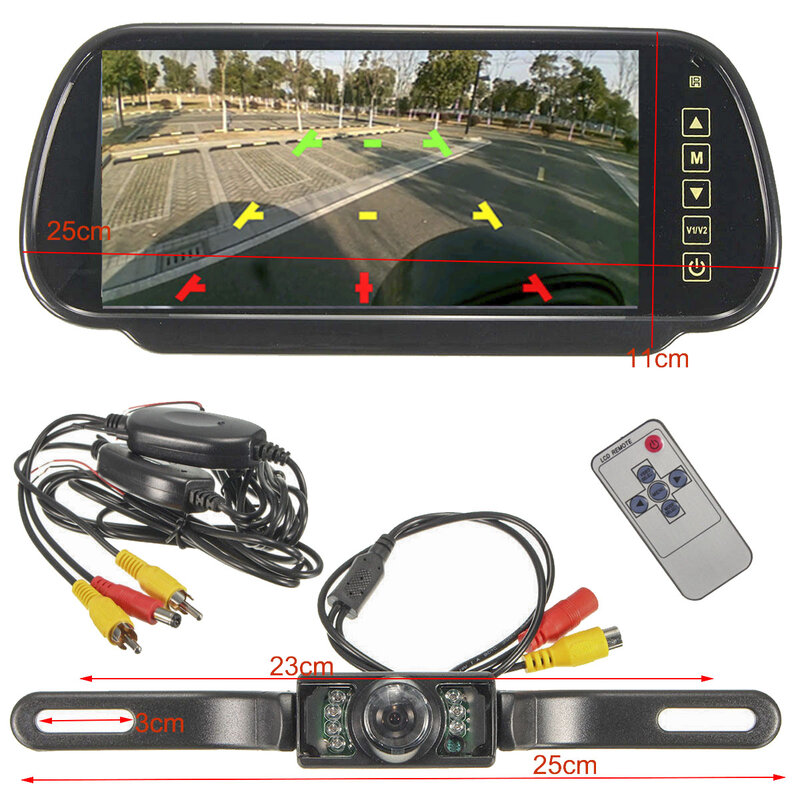 Exposição do carro TFT LCD Espelho retrovisor, monitor do estacionamento, MP5, 7"