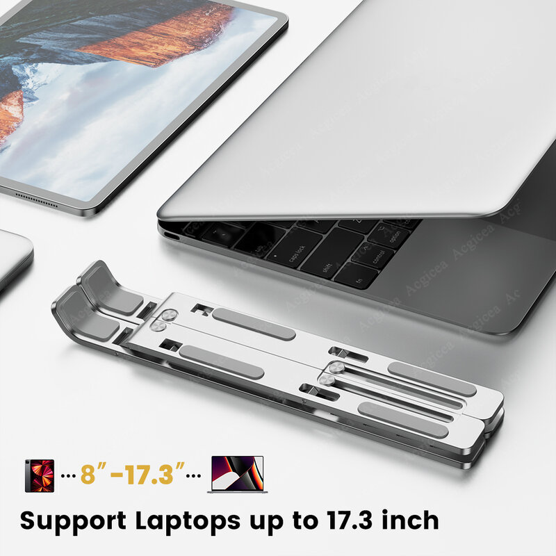 Dudukan Laptop lipat portabel, braket pendingin Riser dapat disesuaikan untuk Laptop & Tablet, Aksesori