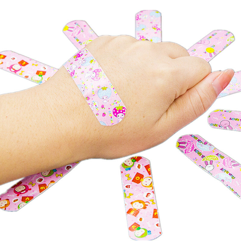 100 pçs/set Dos Desenhos Animados Band Aid Kawaii Transparente Não-transparente Ferida Gesso Patch para Crianças Crianças Crianças Tiras Médicas Bandagens