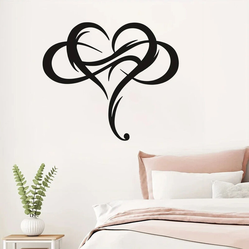 Decoración de pared de Metal de corazón infinito único, artesanías, decoración perfecta para el hogar, boda, dormitorio, sala de estar, arte de acero, forma geométrica de amor