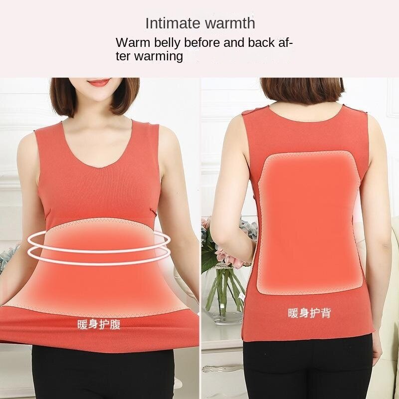 Camisa térmica sem mangas das mulheres estiramento mais velo auto-aquecimento colete térmico roupa interior das mulheres macio roupa interior térmica camisa