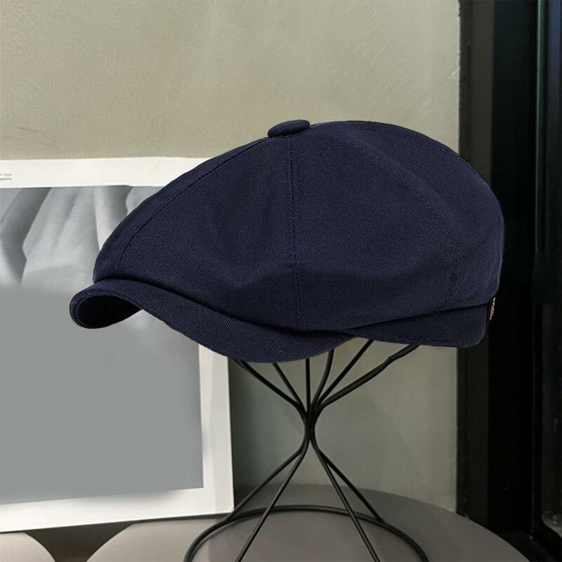 빈티지 코튼 베레모 팔각형 모자, 짧은 컬링 브림, 성인용 경량 모자, 유니섹스 단색 모자
