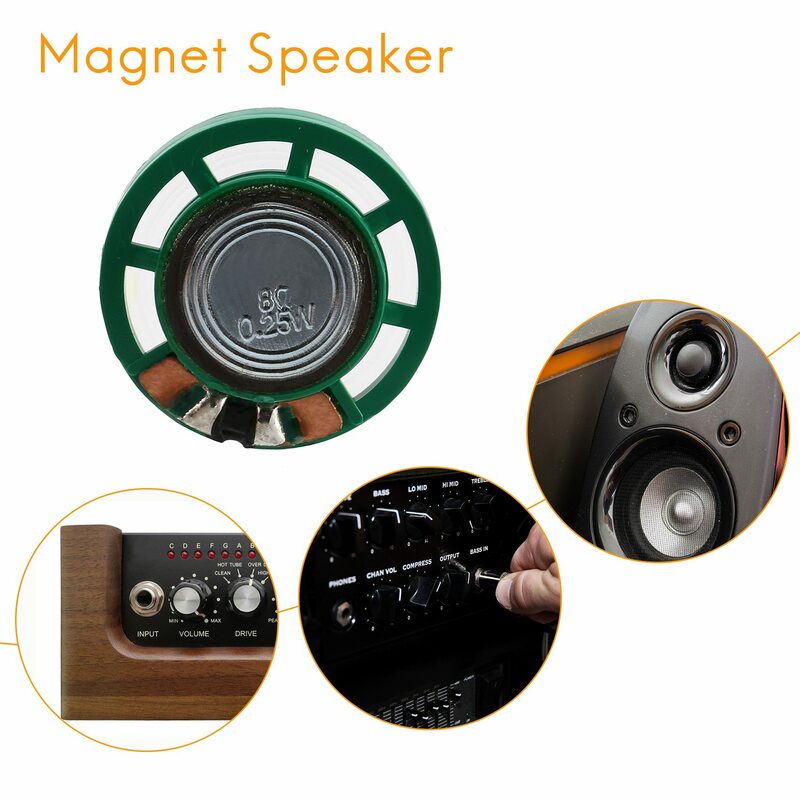 2 Pcs 1/4W 0.25W 8Ohm 27mm round external magnet speaker speaker,Sound amplifier,Speaker accessories
