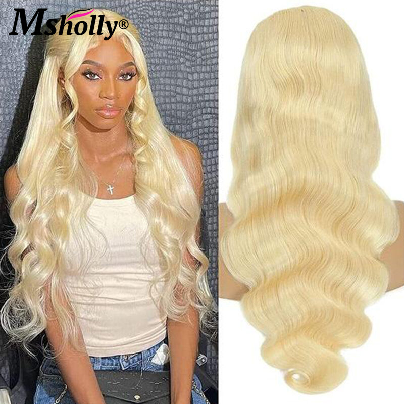 13x4 Lace Front Human Hair Wig 613 Body Wave Colored Human Hair Wigs For Women Brazilian Remy Wavy Wig 30 Inch Hair Wear And Go