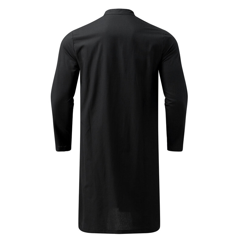 Men Jubba Thobe Islamic Clothing for Muslim Fashion Long Robes Solid Long Sleeve Button Stand Collar Arabic Arab Simple Casual