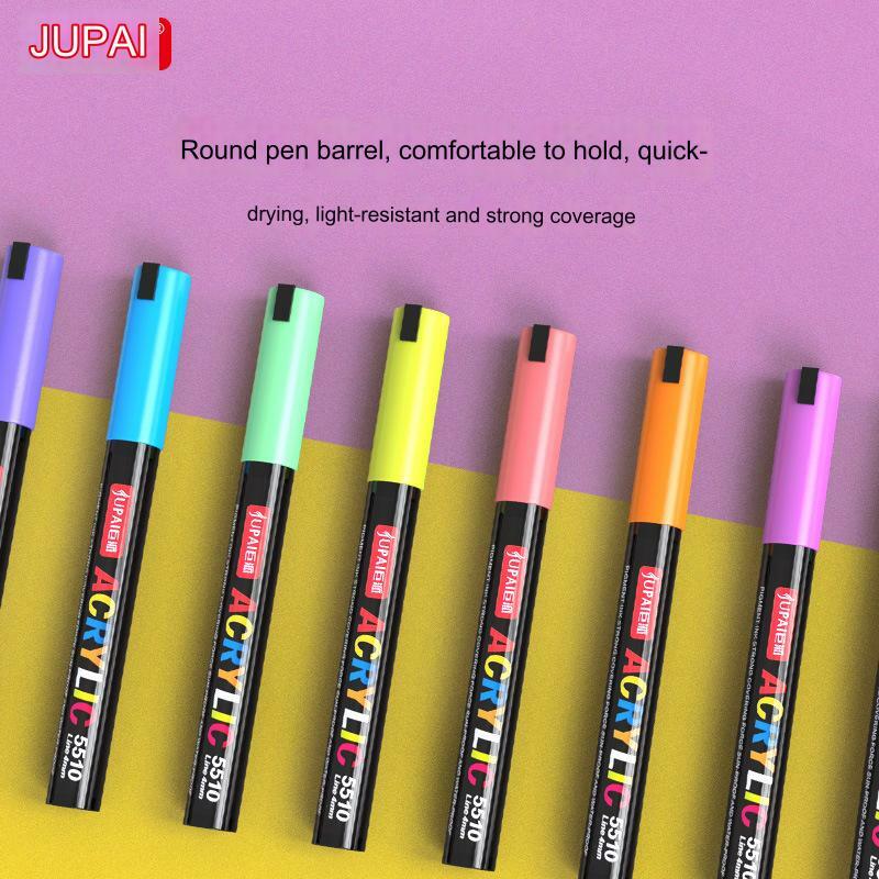 JUPAI pena cat akrilik warna, kapasitas besar 5g tinta berbasis air spidol permanen untuk menggambar seni Manga dan perlengkapan kerajinan