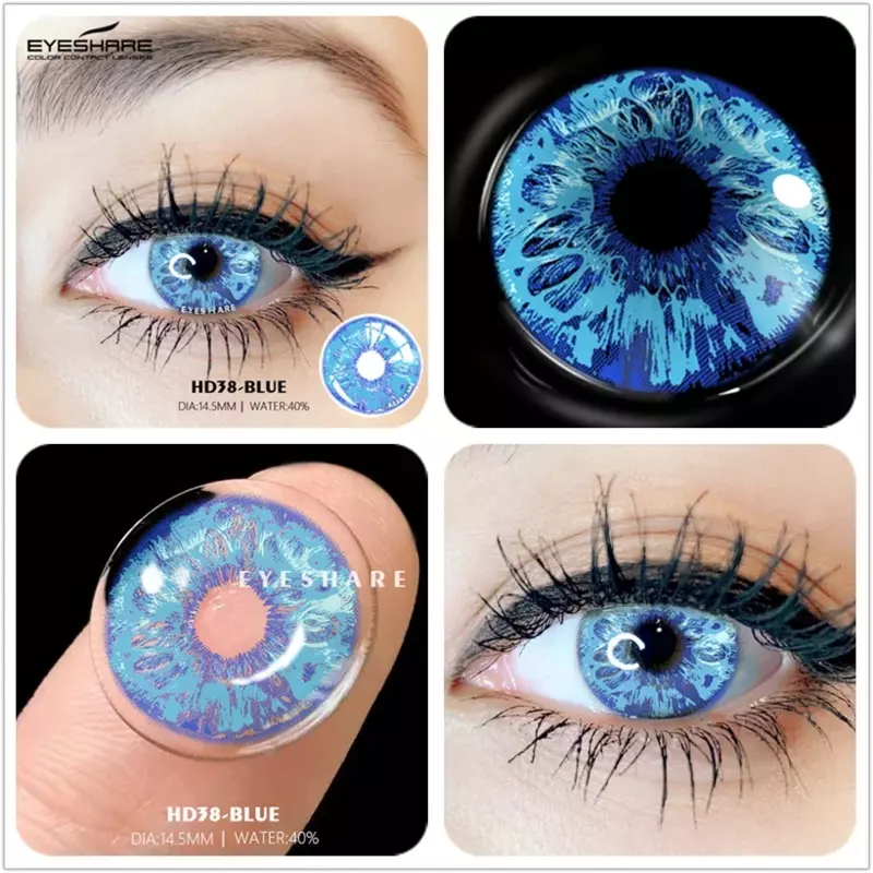 아이섀도 컬러 콘택트 렌즈, 아이 코스프레 컬러 렌즈, 블루 콘택트 렌즈, 연간사용 아름다운 눈동자 눈 콘택트 렌즈, 2 개