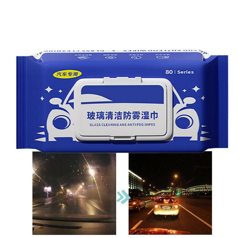 Glass Wipes For Car Windows Car Glass Cleaner Window Wipes 80pcs Portable Anti Fog Wipes Car Accessories For Car Truck SUV RV