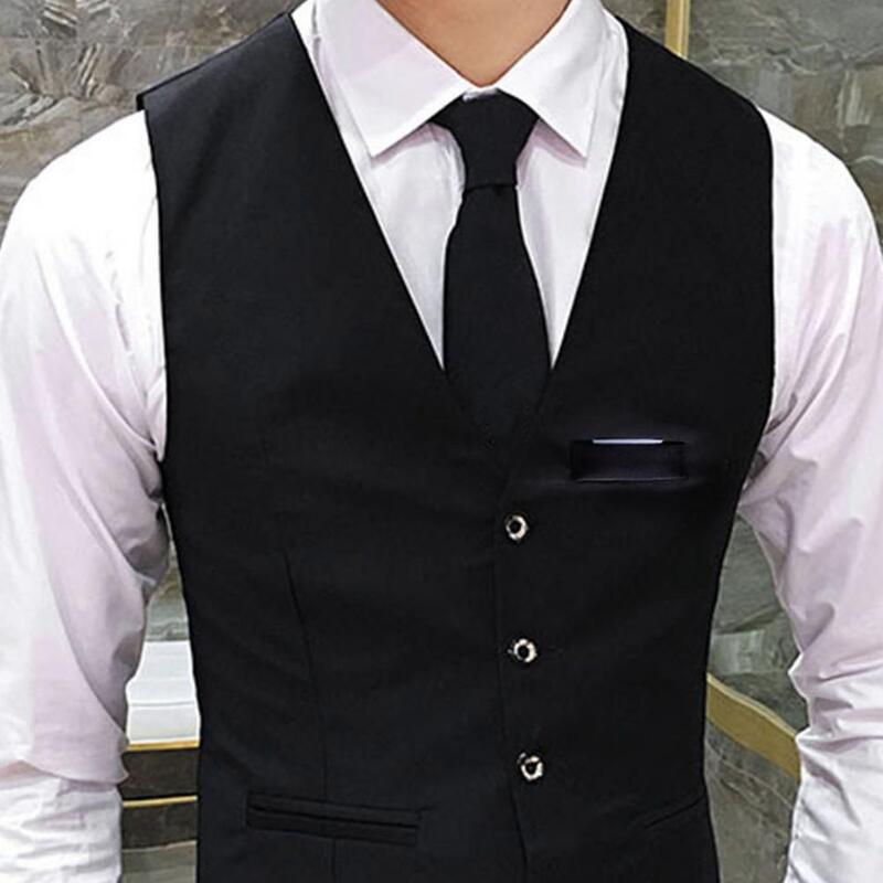 Chaleco de traje para hombre, cárdigan ajustado sin mangas con cuello en V, abrigo Formal de negocios para novio y boda