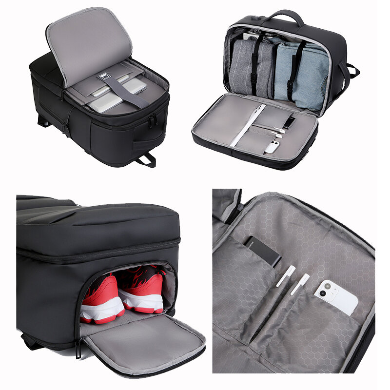 Расширяемый мужской водонепроницаемый рюкзак для ноутбука 17,3 дюйма, женский рюкзак USB, Спортивная дорожная школьная сумка, рюкзак для мужчи...