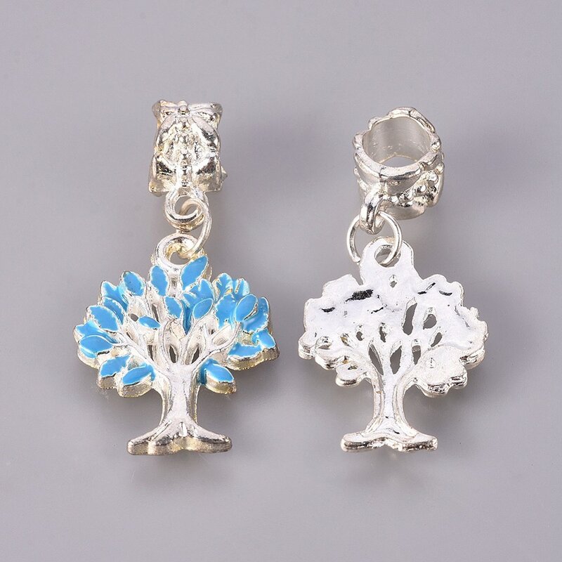 50 pcs Alloy European Dangle Pendants Mixed Shapes Platinum Metal Color  for Making DIY Jewelry Necklace Earring  Charms Gift