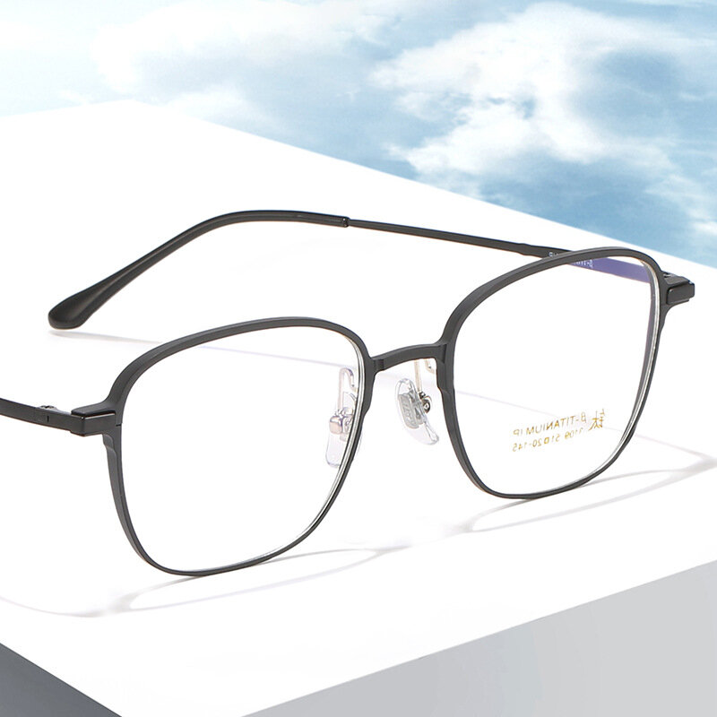 Bingkai kacamata paduan Aluminium ukiran penerbangan Frame kacamata Titanium kaki nyaman bisnis