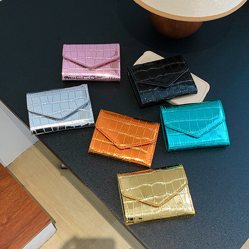Porte-cartes en cuir de luxe pour femme, anti-démagnétisation, multi-cartes bancaires, portefeuille court, porte-monnaie laser, pochette, poche, mode