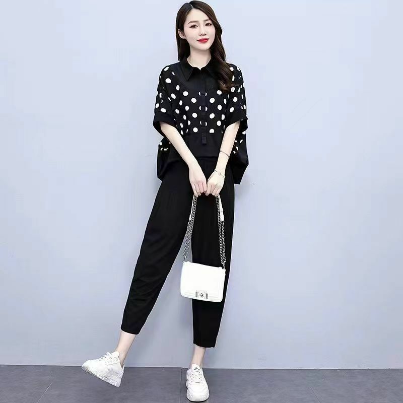 Women's Leisure Sweat Suits Matching Summer New Loose Foreign Tops And Harem Pants 2 Two Piece Sets Plus Size Clothing For Women