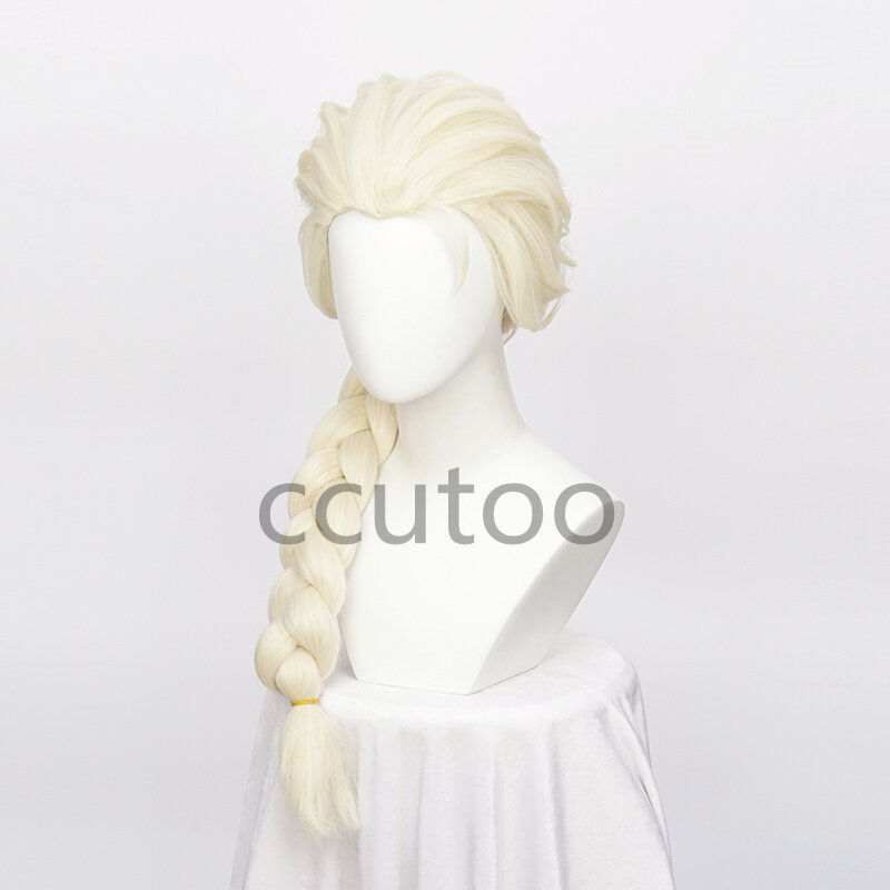 Ccutoo Elsa شعر مستعار الاصطناعية شقراء جديلة على غرار تأثيري الباروكات هالوين كرنفال حفلة لعب دور قبعة شعر مستعار