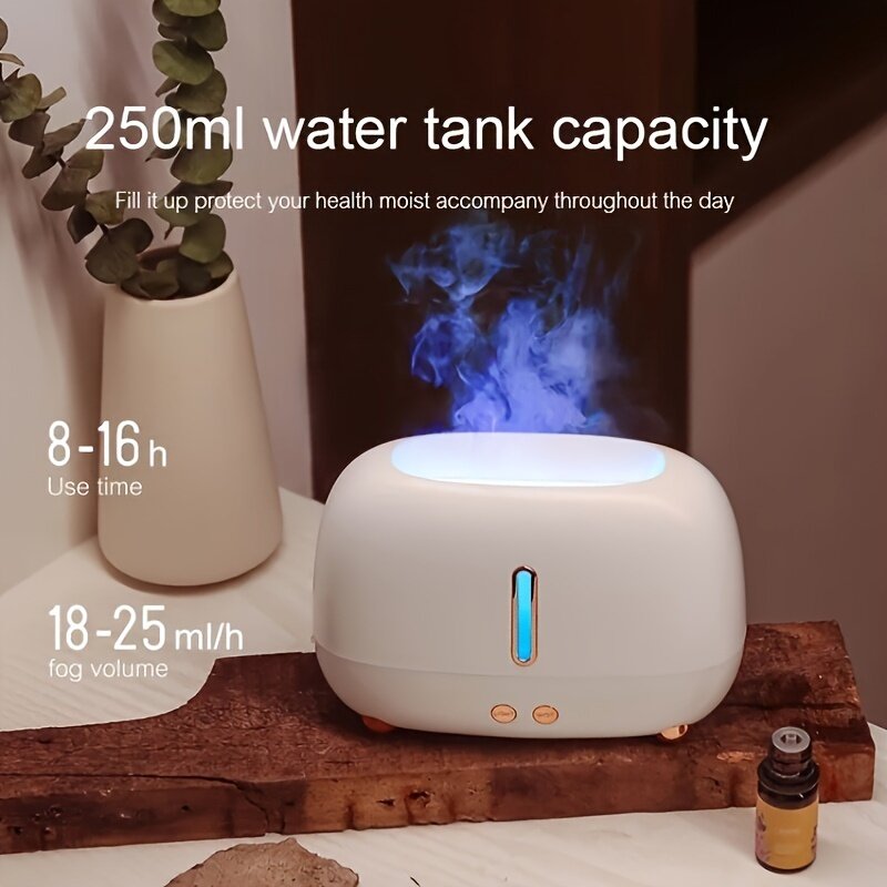 Humidificador de aire portátil con Usb, difusor de aceites esenciales, mini humidificador de aire h2o, colorido, con llama de fuego 3D, para habitación