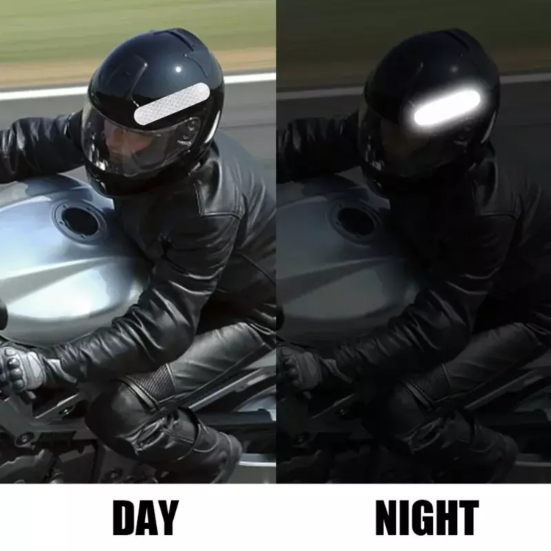 Adesivos de aviso altamente reflexivos para capacete de motocicleta, tiras anti-colisão, portas de carro, carros acessórios, 10-60pcs