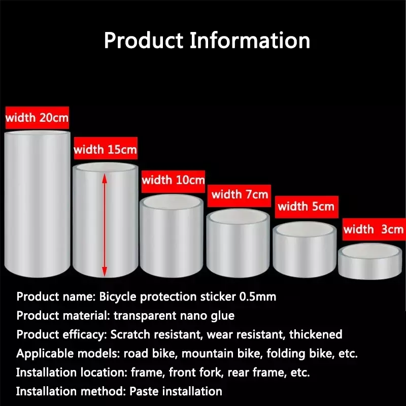 Transparan Stiker Sepeda Tape 3M 5M 10M Sepeda Frame Protector Bersepeda Tape Film Tak Terlihat Tahan Gores Naik Dekorasi