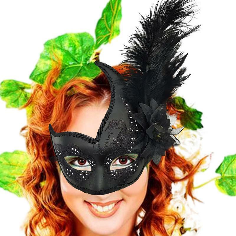 Feather Masquerade Face Cover Half Face Cover Halloween Party Face Cover Carnival Halloween Facial Cover For Mardi Gras