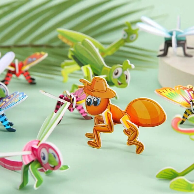 Teka-teki Jigsaw kertas serangga lucu mainan pendidikan untuk anak-anak hadiah pesta ulang tahun hadiah hadiah sekolah pengisi Pinata