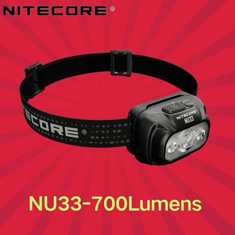 NITECORE-faro delantero Original NU33, luz LED blanca primaria de 700 lúmenes, USB-C recargable, batería integrada de 2000mAh para carrera nocturna