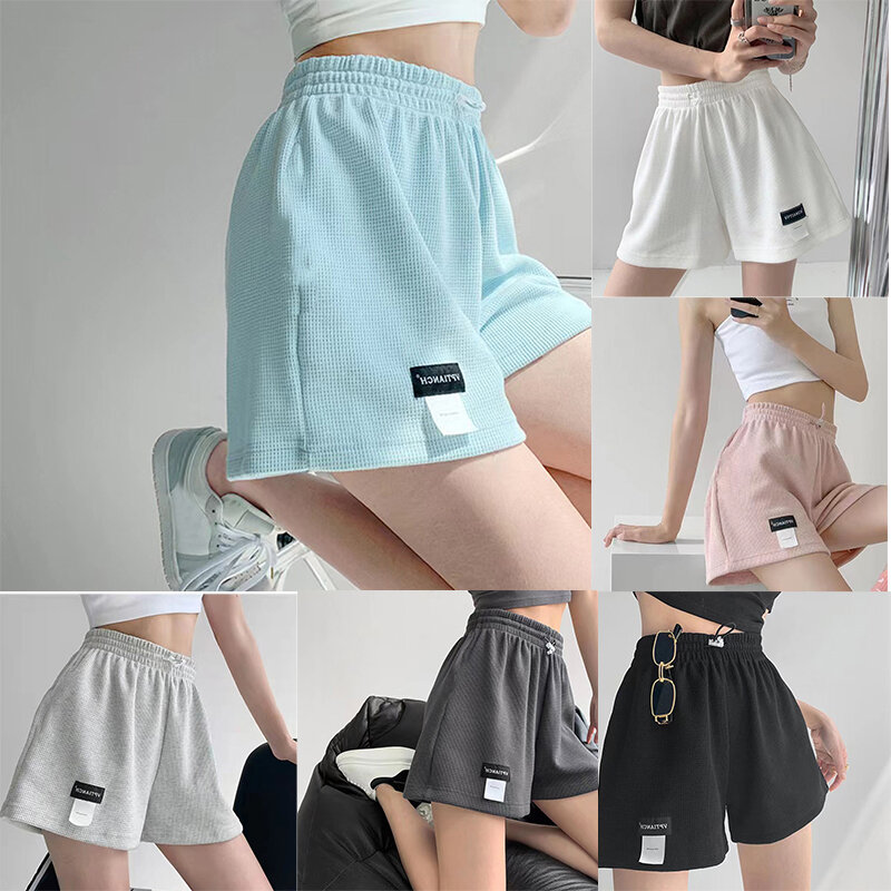 Dames Shorts Loszittende Sportshorts Homewear Zomer Stevige Hoge Taille Hotpants Broekje Elastische Heupzakken Shorts