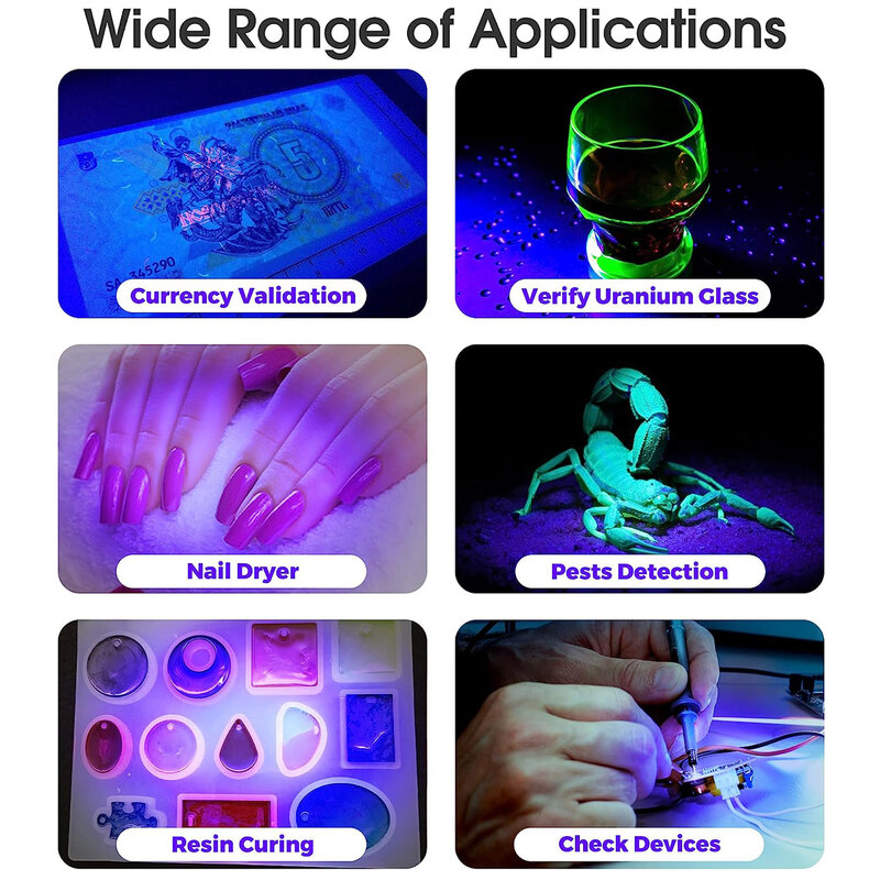 Luces ultravioleta Led Lámpara de uñas UV 395nm Lámpara de escritorio Led UV Secador de manicura de luz negra Luz de curado UV para curado de resina Arte de uñas