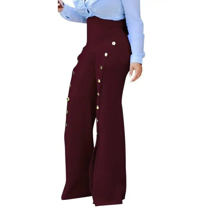 Pantalones de bocina con botones para mujer, pantalón informal, a la moda, novedad de 2023, en Stock