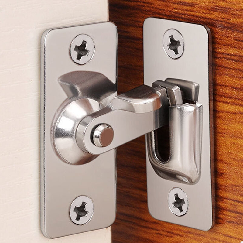 Ornamen Rumah Tangga Kunci Pintu Baut 90 Derajat Sudut Kanan Baja Tahan Karat untuk Pintu Geser Gudang Gesper Pintu Lipat