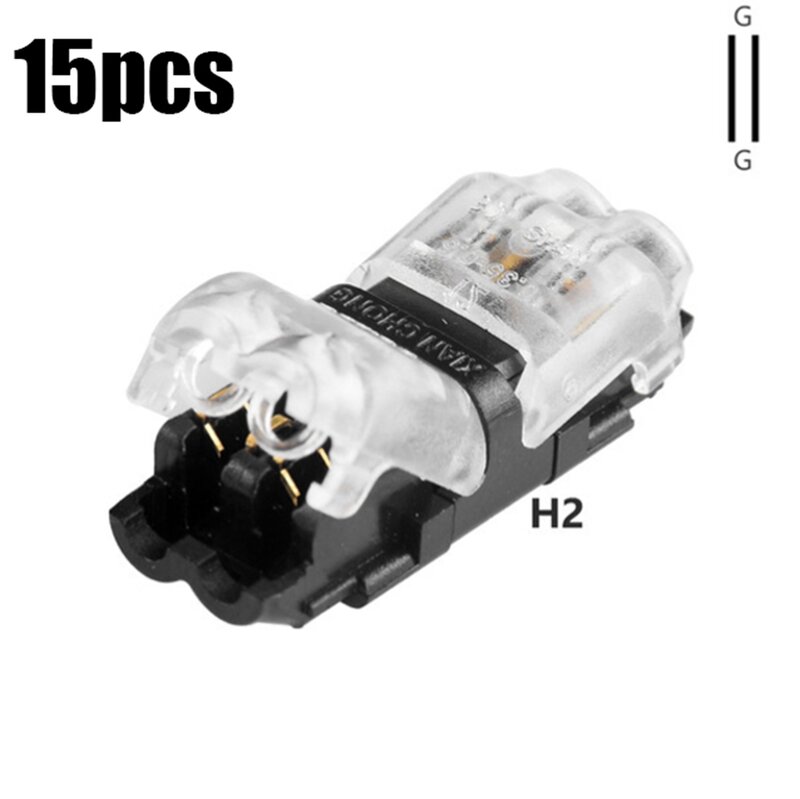 15 conectores sin soldadura H2, terminales de conexión rápida sin soldadura LED para 24-20 AWG trenzados/sólidos