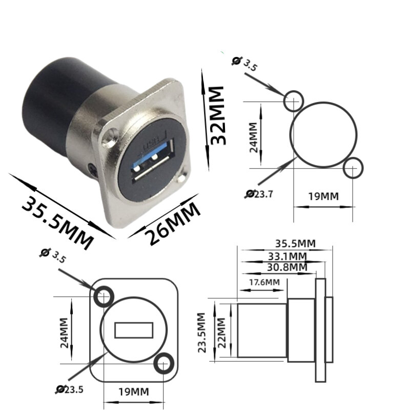 USB 3.0 암-암 스트레이트 버트 조인트, 나사 고정 패널 어댑터 커넥터 모듈