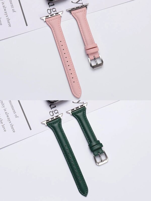 Leather Strap For apple watch band 44mm 40mm 41mm 38mm 45 mm correas Slim Wristband braceletes iwatch series 8 ultra 7 6 5 4 se