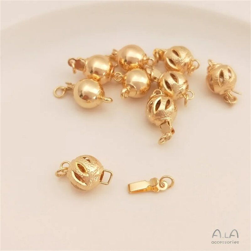 Pearl Necklace Insert Buckle 14K Gold-plated Round Hollow Lantern Ball Insert Buckle Diy Jewelry Finishing Buckle B936