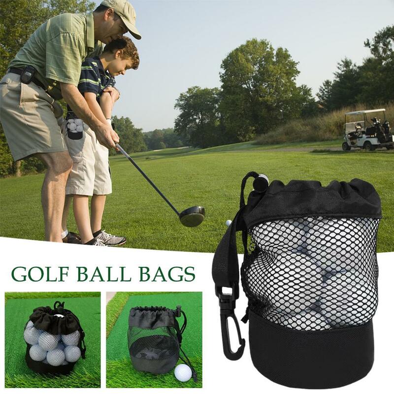 Tas bola Golf hitam khusus tas penyimpanan Golf dapat dipegang wadah Golf bola serut jaring Golf tas nilon A9R8