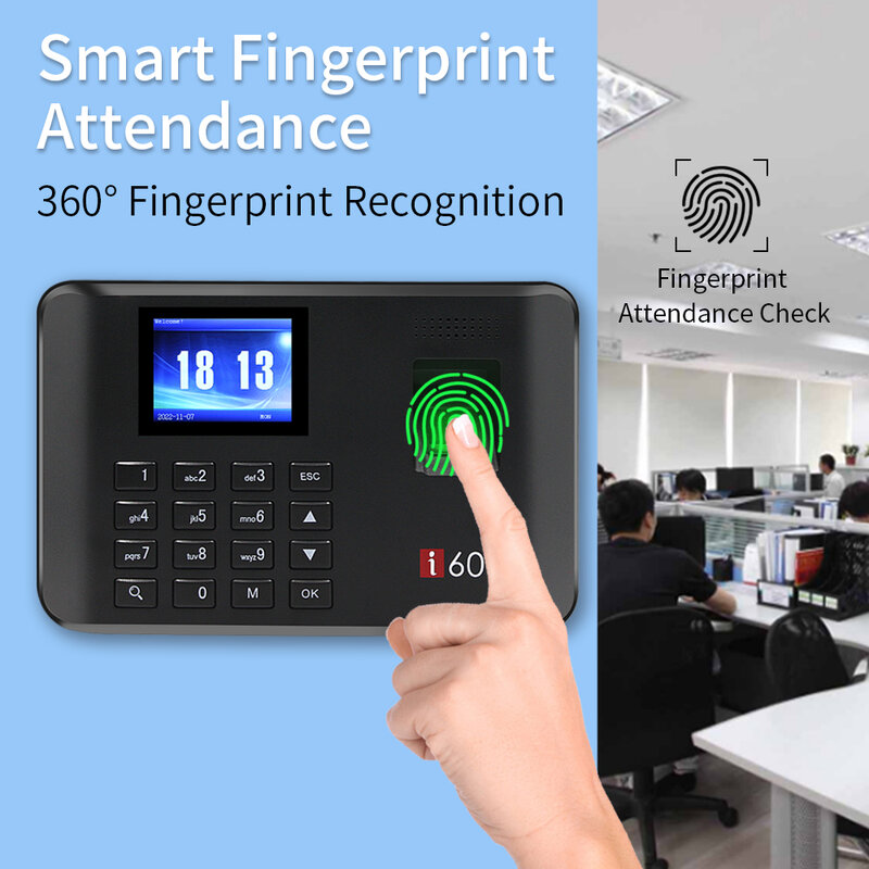 Rfid Attendance System Biometric Fingerprint Time Attendance USB Office Check-in Realand Time Clock in for Employees 2.4" Screen