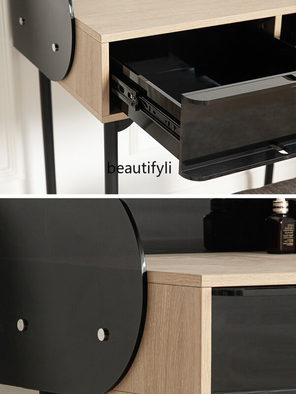 Tocador de lujo con luz italiana GY, mesa de maquillaje moderna y minimalista, tocador pequeño integrado para dormitorio