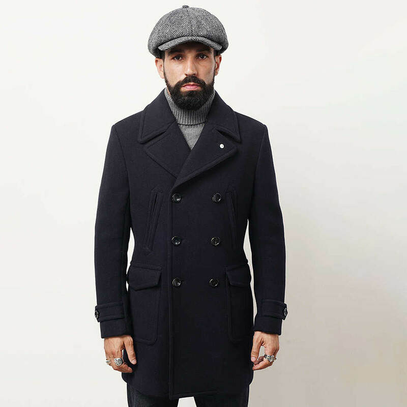 Cappotto lungo da uomo giacca di lana Casual blu scuro scuro smoking da sposa abbigliamento invernale