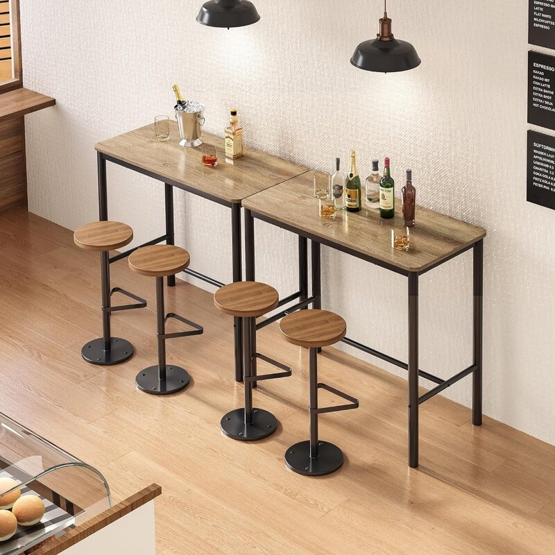 Counter height bar table, rectangular dining table with metal legs, 23.6 "deep x 47.2" wide x 41.3 "high, free shipping