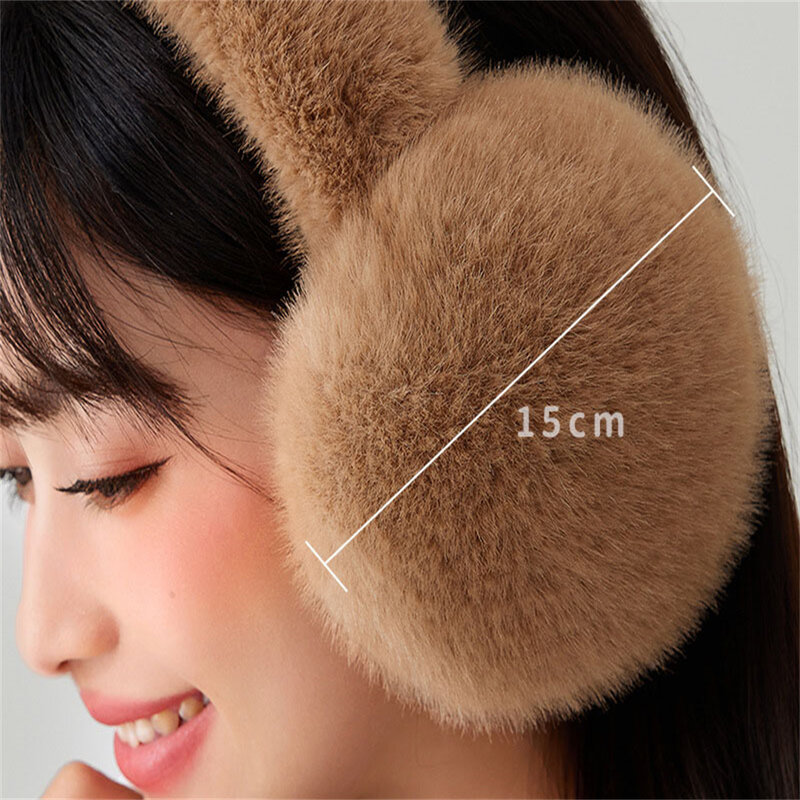 New Winter Cute Women'S Warm Imitation Rabbit Hair Earmuffs Simple Versatile Foldable Plush Earmuffs Casual Sports Earbuds