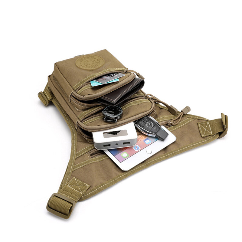 Riñonera militar de camuflaje para hombre, bolso de hombro informal con múltiples bolsillos para montar en motocicleta, nailon