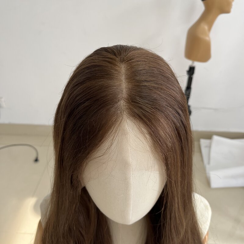6/8 Farbe Haar würdevoll elegantes braunes Haar braunes Mädchen europäisches jungfräuliches Haar Schweizer Spitze jüdische koschere Perücke Dichte Luxus perücke