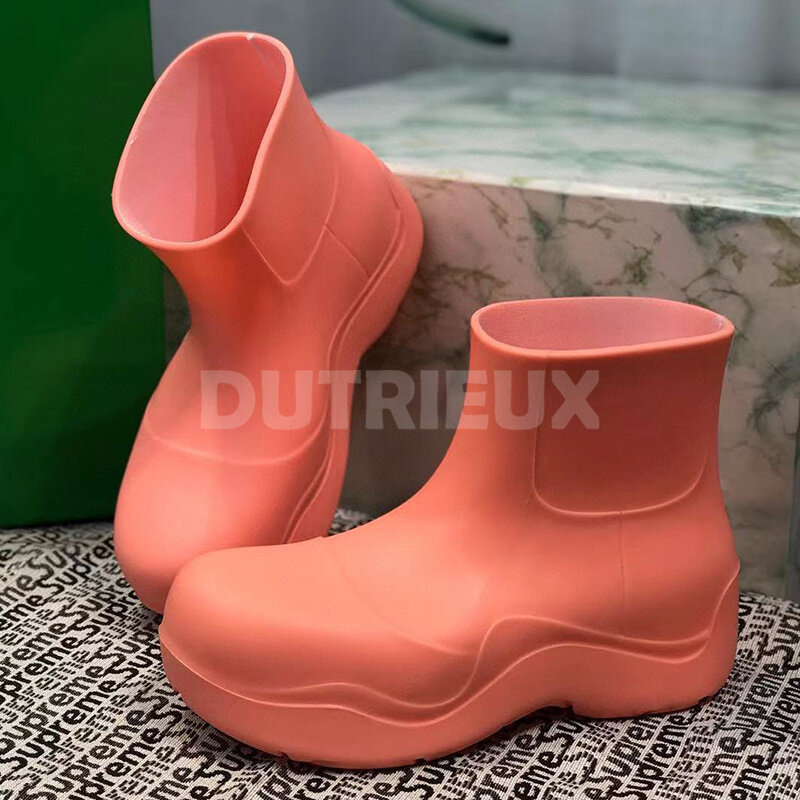 Female Rain Boot Spring Autumn New Thick Bottom Round Toe Solid Colors Upper Female Shoes Little Fresh Cute Short Boot