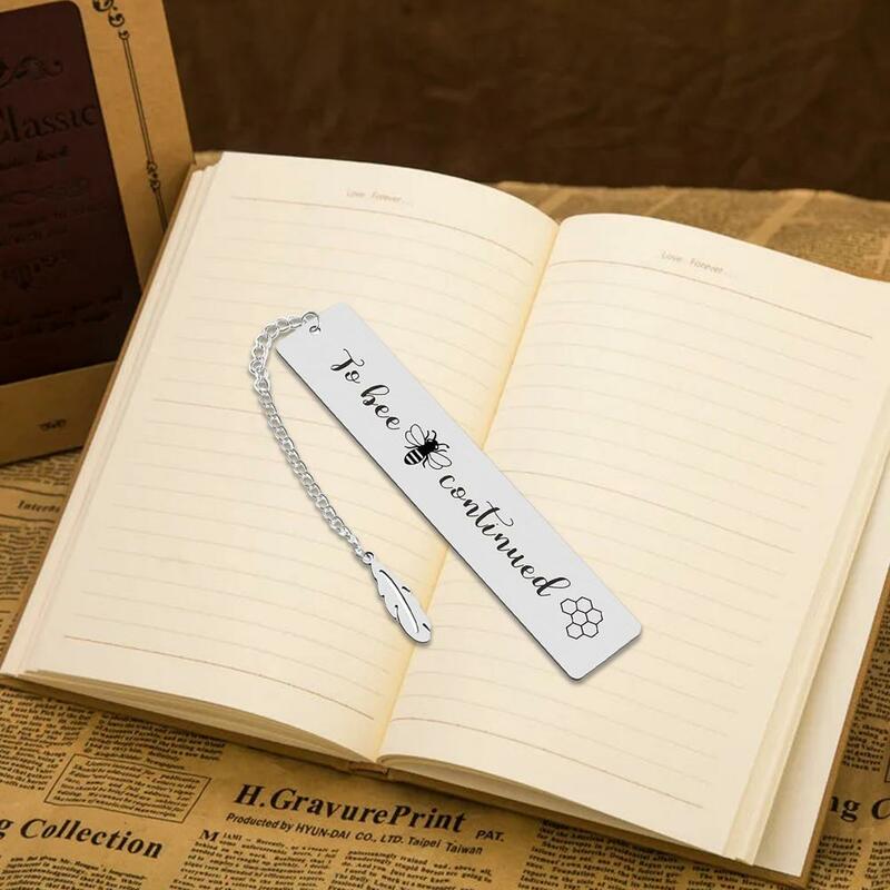 Creative Lettering Metal Bookmark With Leaf Pendant Gifts Mark Day Page Teacher's Book Student Reading Book Stationery Souv S9H2