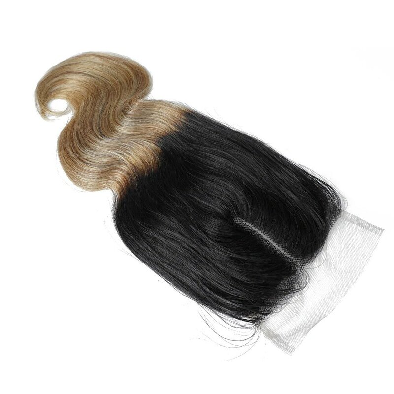 4*1 T части волнистые волосы с кружевом Омбре медовый светлый естественный цвет индийские человеческие волосы без повреждений светильник-коричневые швейцарские кружева средняя часть