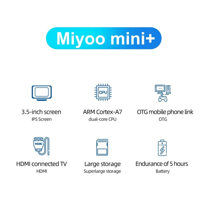 Miyoo miniプラスポータブルレトロなハンドヘルドゲームコンソールv2ミニ + 3.5インチipsスクリーンクラシックビデオゲームコンソールLinuxシステムギフト