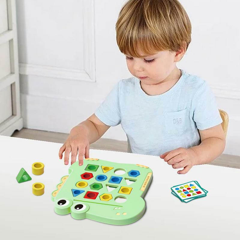 Juego de mesa a juego con formas geométricas, tablero a juego rápido, tablero a juego con formas geométricas, tablero de ajedrez de dinosaurio Montessori