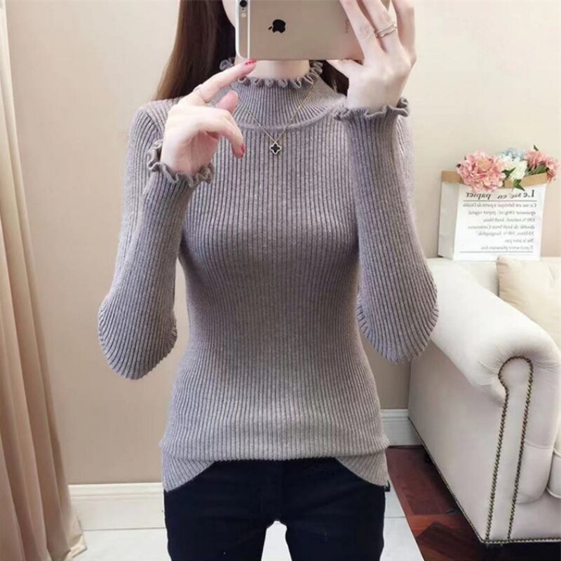 Autumn Winter Turtleneck Knitted Pullover Sweater Women All-match Soft Thick Warm Knitted Sweater 2023 Streetwear Top