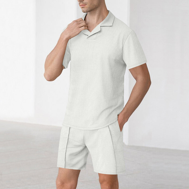 Рубашка-поло и шорты мужские с отложным воротником и короткими рукавами